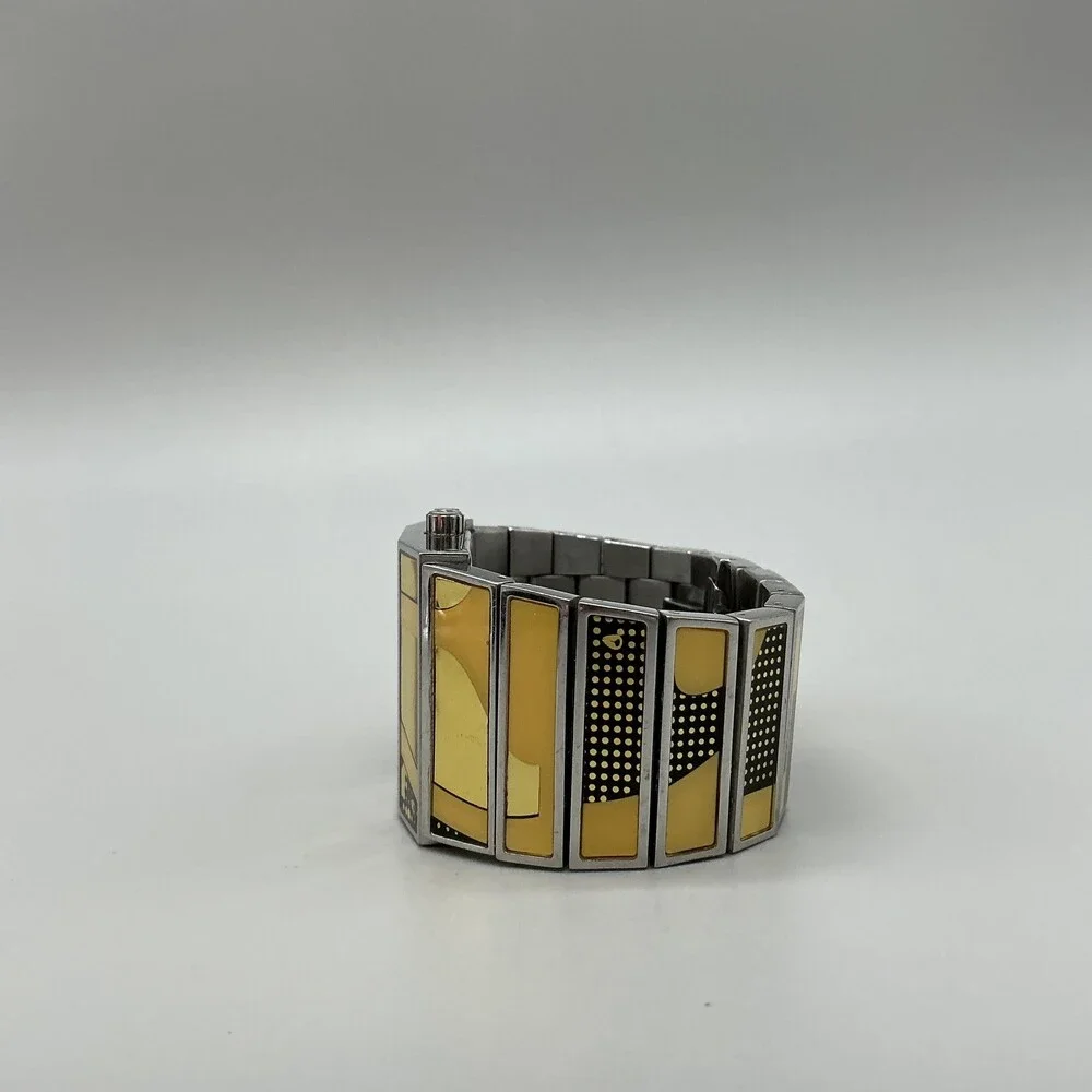 Nixon The Rotolog Mens Watch 35mm Black Dial Yellow Bracelet Not Running